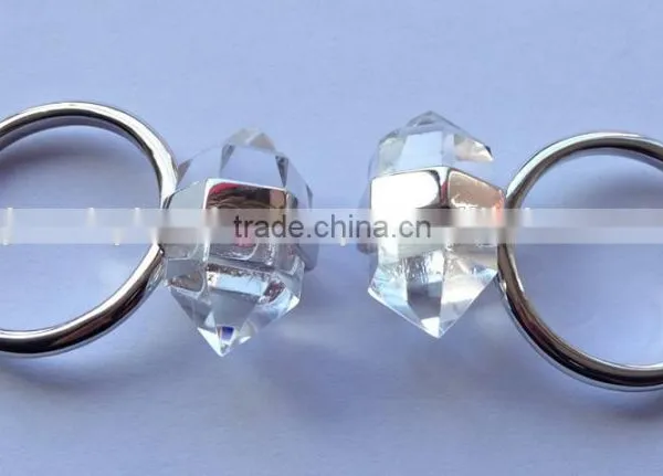2015 Hot Jewelry 925 Sterling Silver Gemstone Ring With Double Point Rock Crystal Clear Quartz Gemstone Wedding Ring photo-5