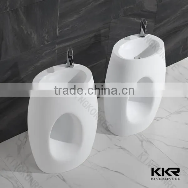 Solid Surface Freestanding Basin With Solid Surface Drainer Cover