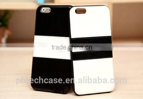 Stripe Pattern TPU Back Cover PU Leather Case for IPhone 6 Plus 5.5 Inch photo-2