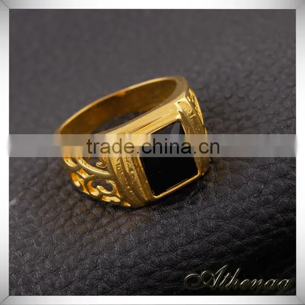 ATHENAA Good Quality Brass Hot Selling Handsome Men's Ring 18k Gold Jewelry Wholesale photo-3