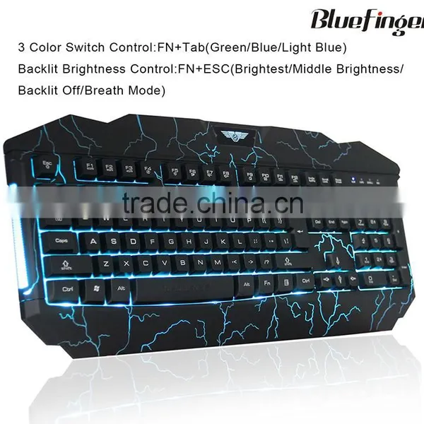 Green Blue Backlit USB Wired OEM Keyboard for Desktop and Laptop photo-2