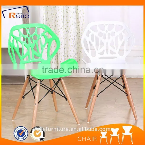 Hot Sale Plastic Dining Chair With Beech Wood Legs photo-2