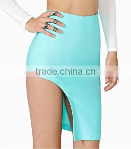 Fashion Ladies Women Sexy Solid Slim Asymmetric Hem Casual Mini Skirt photo-2