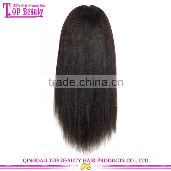 Natural Color Wig Brazilian Virgin 100 Human Hair Yaki Straight With Bleached Knots Yaki Middle Part Lace Front Wig photo-2