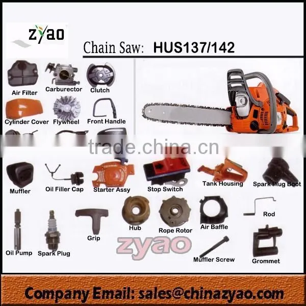Spare Parts for HUS137 Chainsaw, Husqvarna142 Gasoline Chain Saw Spare Parts