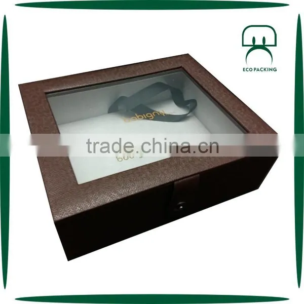 Leather Pink Cute Big Gift Wood Box With Clear Window photo-2