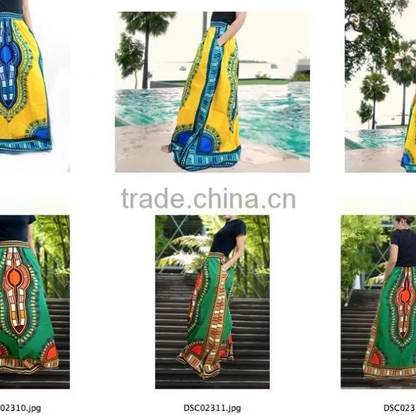 Retro HIPPIE BOHO Dashiki African Ethic Print Art Music Festival Cotton Maxi Skirts