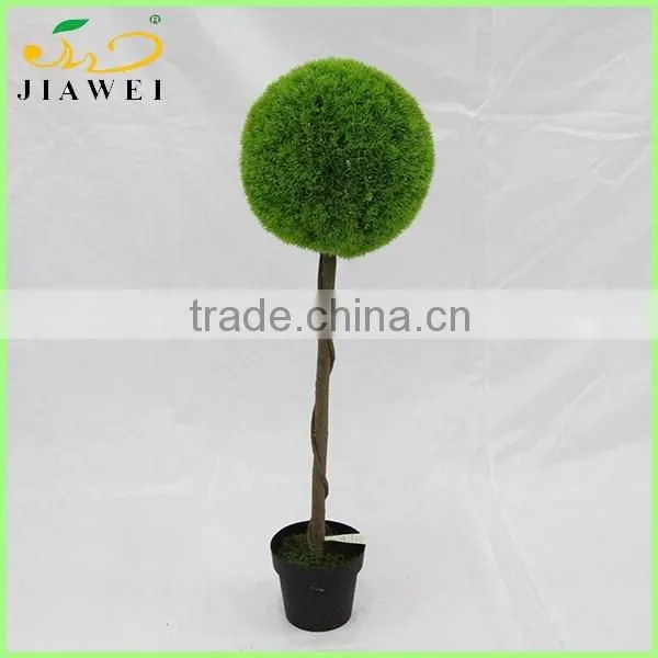 Plastic Artificial Decorative Green Grass Ball Bonsai Wooden Trunk Plant Sale