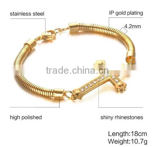 2016 New Premier 316 l Stainless Steel cz Gold Chain Bracelet photo-2