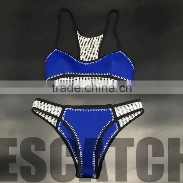Quality Insurance Young Girl Sexy Neoprene Bikini With Handmake Crochet