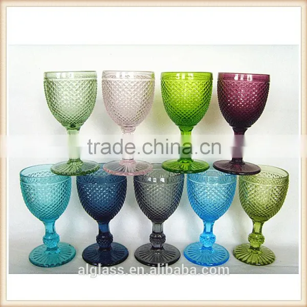 Purple Blue Colored Short Stem Wine Glass