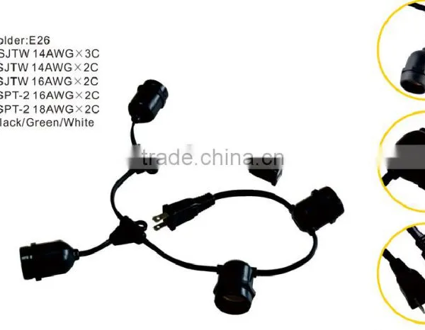 H30352 20 Bulbs Vintage Patio String Lights Black Cord Clear Glass Edison Bulbs 44'