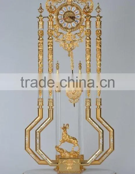 French Antique Gilded Bronze Clock With Marble Stand photo-2