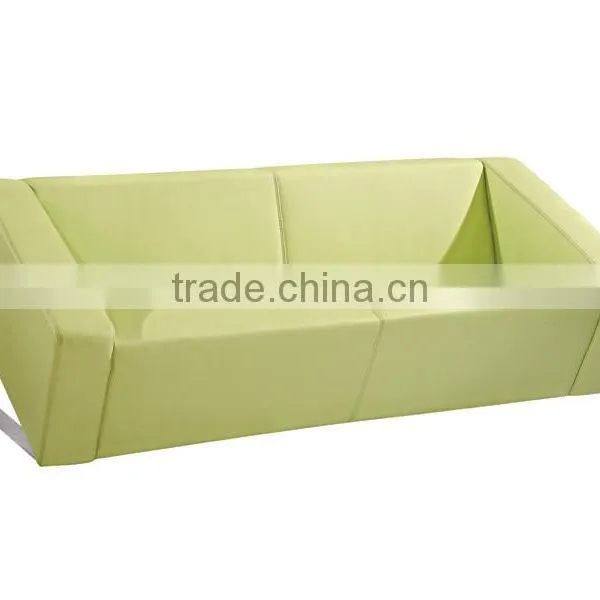 Leisure Yellow Orange Single Double Leather Sofa photo-2