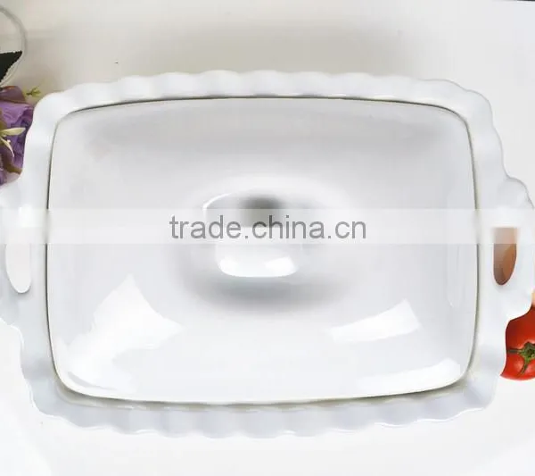 15.5" Square White Ceramic Bakeware With Lid photo-2