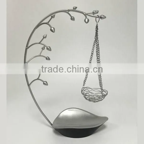 Metal Jewelry Tree Organizer Display With Hanging Basket photo-2