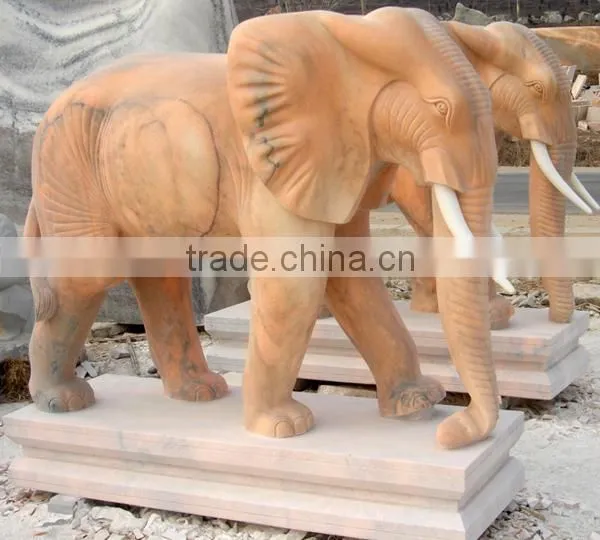 High Quality Pink Marble Elephant Sculpture photo-2