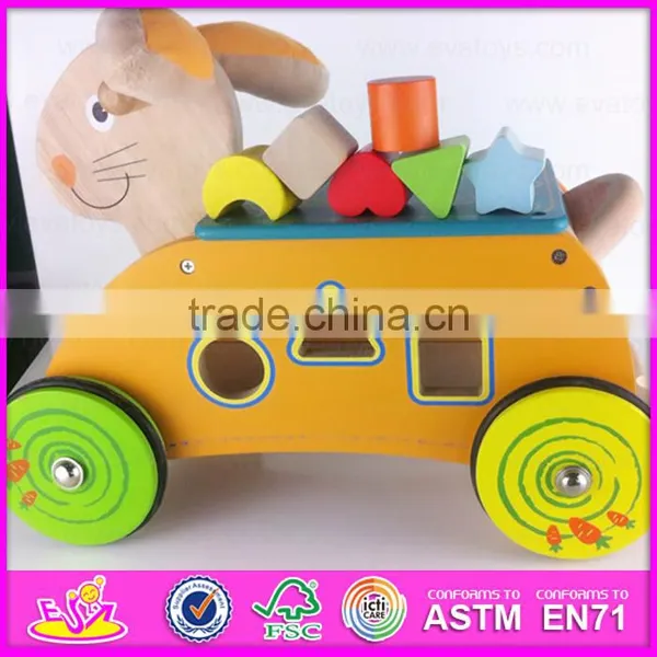 2015 Newly Cheap Kids Wooden Tricycle With Blocks,Lovely Rabbit Design Wooden Tricycle,Comfortable Safe Wooden Tricycle W16A018 photo-5