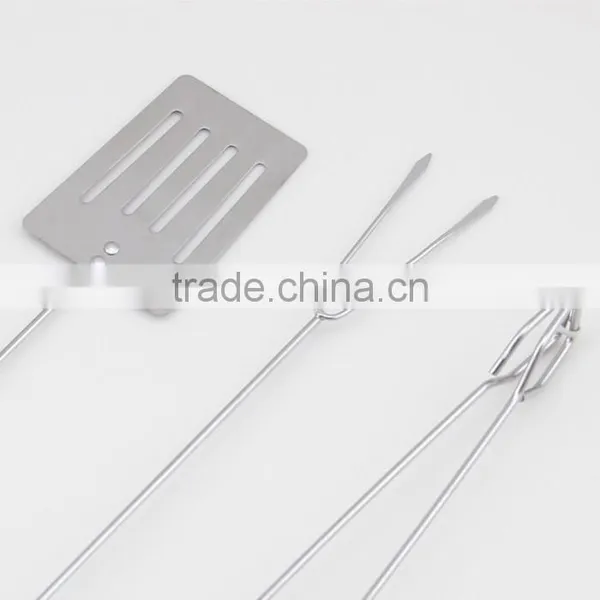 Black Rubber Handle Barbecue Tool Set With 3 Pieces of Tools Include Tong Spatula And Fork photo-5