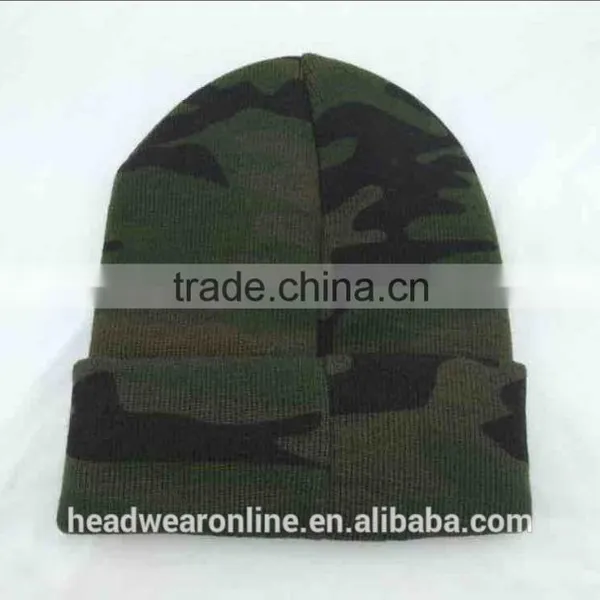 Custom Camo Printing Knitted Hats With 3d Embroidery Winter Hat photo-6