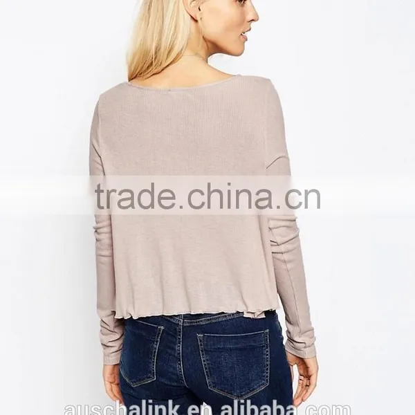 OEM Lady Wholesale Scoop Neck t Shirt Fashion Design photo-4
