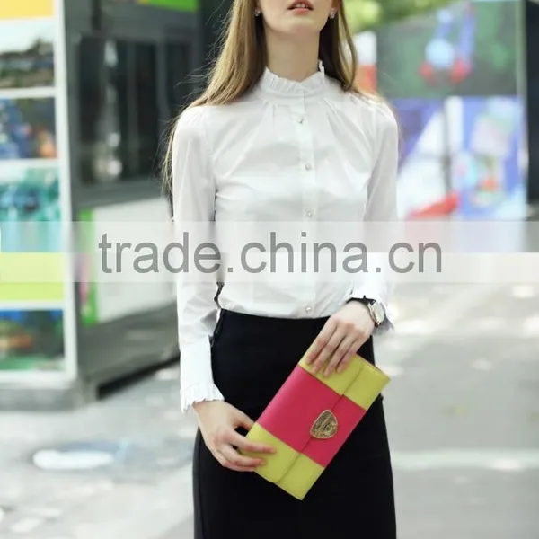 Fashion Ladies Long Sleeve Formal Tops Blouse Flouncing Stand Collar Shirt photo-2