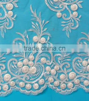 Attractive African Beaded Lace Dress Fabric for Wedding Dress 2017 photo-3