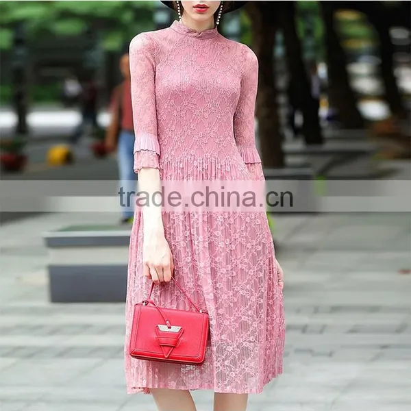 Maxnegio Topshop Pleated Lace Maxi Causal Dress photo-4
