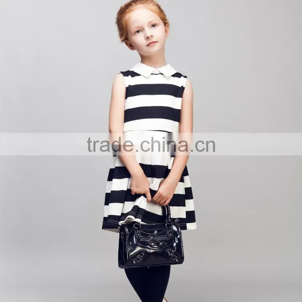 STOCK Available! COOL KID ZONE Summer Children Girl Black and White Stripes Print Short Sleeveless Dresses Brand Girl Dress photo-5