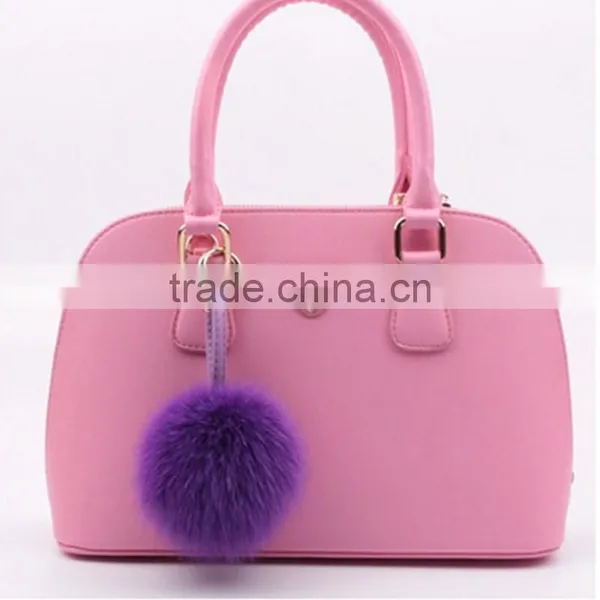Myfur Cute Baby Pink Color Custom Real Fox Fur Balls Key Ring photo-3