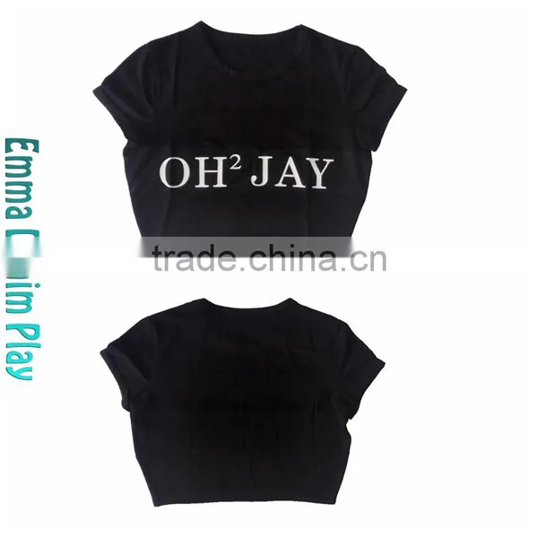 Fashion Customized Made Street Wear Super Short T Shirts Black for Sexy Girls photo-3