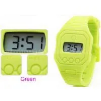 7mm Thickness Super Slim Precise Quartz Movement Green Ultra Thin Silicoe Digital Watch
