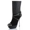 Lotoyo Black Velvet 140mm Women/lady Heel Boots (LTYQC461A)