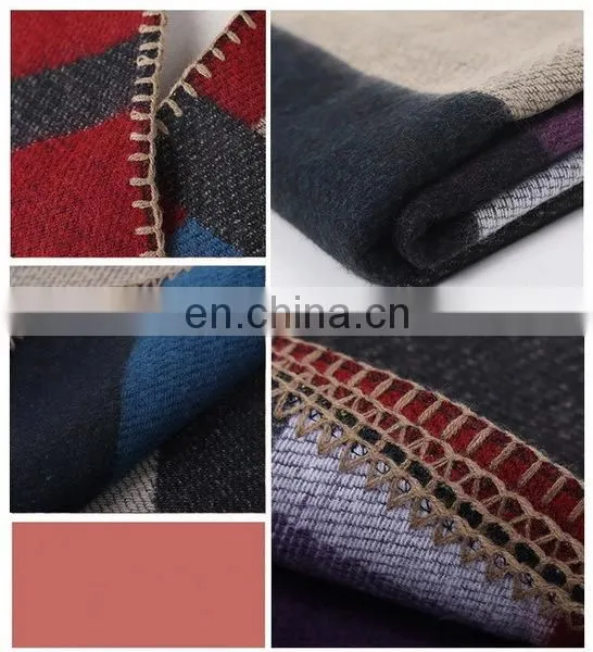 New Arrival Plaid Blanket Shawl Scarf Embroider OEM Acceptable photo-4