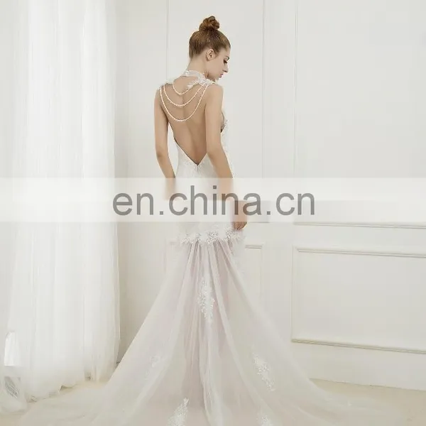 EB2596 Newest Arrival Beautiful Applique Short Wedding Dress With Long Tulle Transparent Skirt photo-2