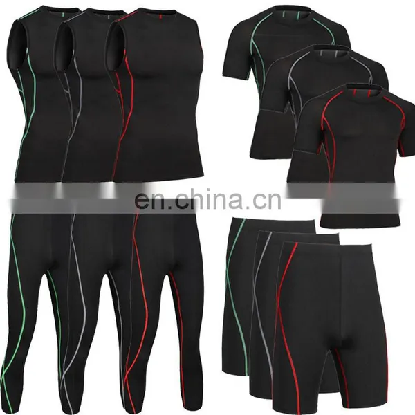 Men's Compression Clothing Gym Wear Base Layer Tights Long Pants Tank Tops T-Shirts