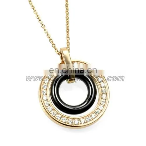 Chinese Wholesale Jewelry Flower Engraved Round Ceramic Pendant photo-2