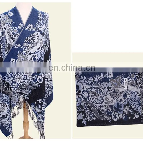 Wholesale Jacquard Vintage Pattern Bright Colored Shawl& Wrap photo-4