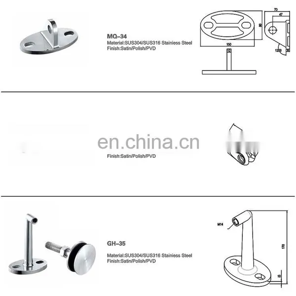 Wholesale Durable Glass Canopy Hardware Awning With Stainless Steel SUS304 316 Satin Polish PVD Finish photo-3