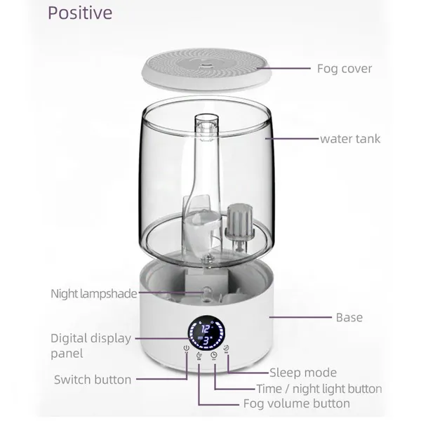 Factory Supply High Quality Smart Appliances LCD Control Desktop Humidifier Double Spray Nozzle Household 3.5L Ultrasonic Humidifier photo-4