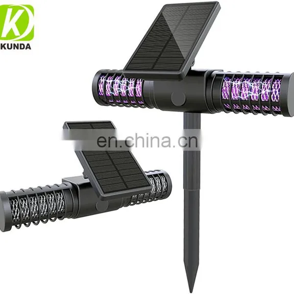 High Voltage Shock Solar Powered UV LED Waterproof Garden Mosquito Killer Light With Solar Powered USB Charging