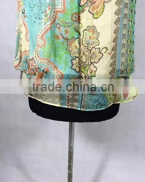 High Quality Silk Chiffon Modal Printed Sleeveless Blouse photo-3