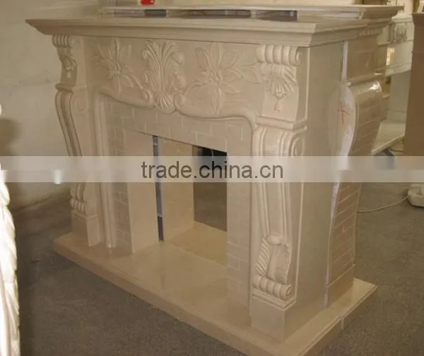 Western Style Antique Indoor Egypt Yellow Marble Fireplaces photo-5