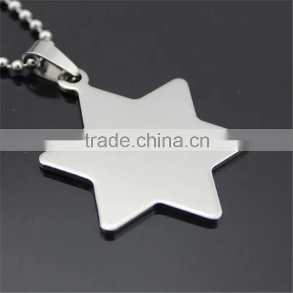Wholesale Double-side Polishing Stainless Steel Six Point Star Necklace photo-3