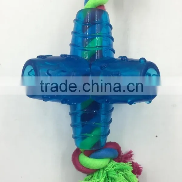 Cross Shaped Rope Dog Toy ,Pet Product Cotton Rope Rubber Toy for Dog photo-3