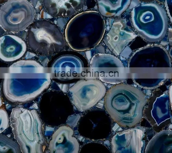 Blue Rough Brazilian Agate Composite Stone Slab photo-3