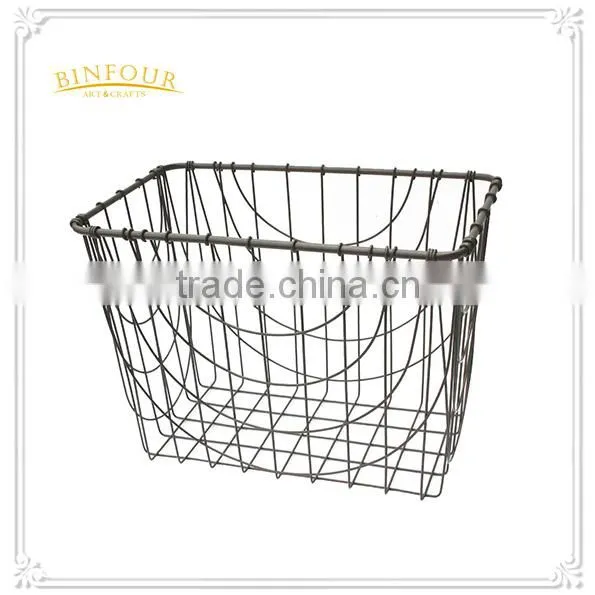 Industrial Style Black Wire Metal Storage Crate Vintage Basket Shop Display photo-5