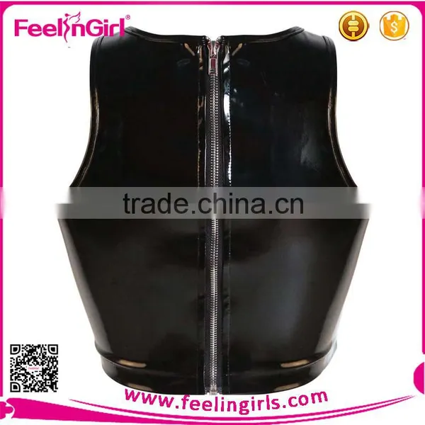 2015 Wholesale Sexy Women Black Leather Vest photo-5