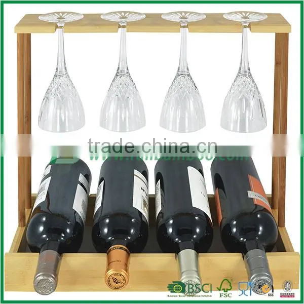 Bamboo wine bottle with stemware holder