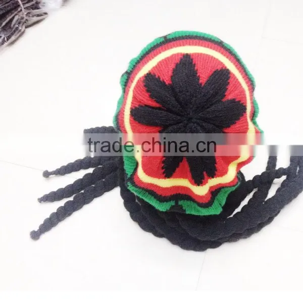 Hot Jamaica Reggae Stylish Knitted Earflap Hat Jamaica Knitted Rasta Hat With Dreadlocks Bob Marley Hair Fancy Hat photo-4